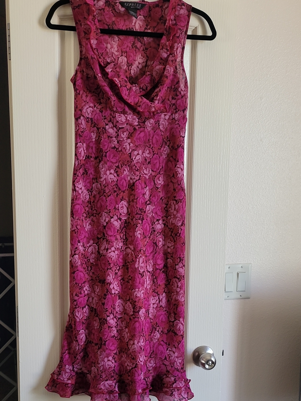 Express Pink Floral Cowl-Neck Maxi Dress